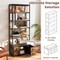 Rustic Brown 8-tier Bookshelf with 4 Fabric Drawers and Heavy-Duty Metal Frame